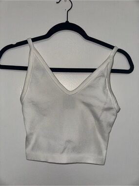 Express White V-Neck Ribbed Cropped Camisole